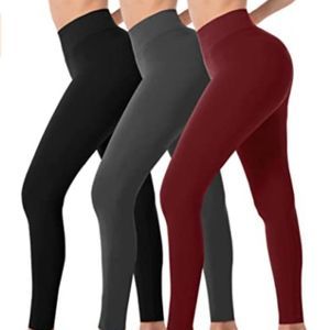 High Waist Leggings for Women Tummy Control Workout Running Yoga Pants 3 Pack
